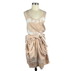 REALITY STUDIO Pink Tan Tie Dye Mini Dress Women's Medium Boho Summer Pastel M